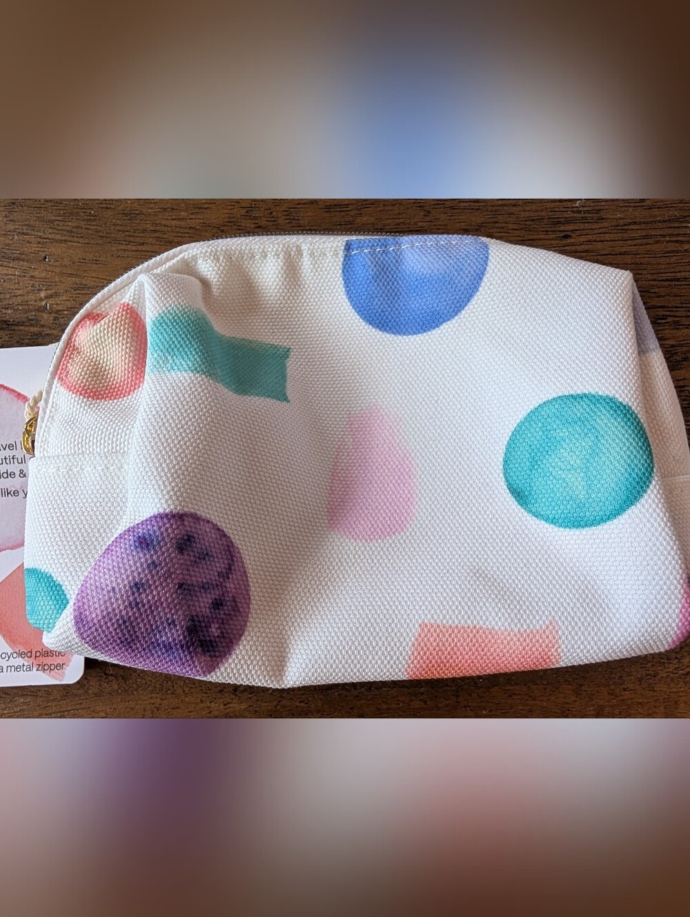 Mad Hippie Polka Dot Pastel Cosmetic Pouch - White with Multicolor Dots